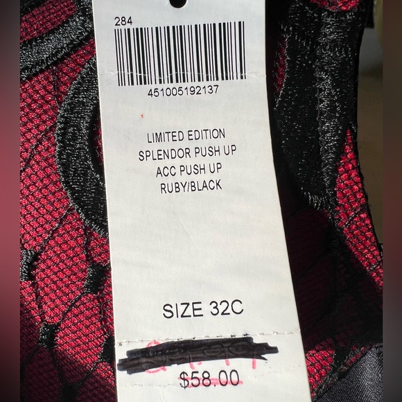 NWT Soma Limited Edition Lace Splendor Padded Push Up Bra 32 C Ruby Black #0421 - Picture 10 of 10